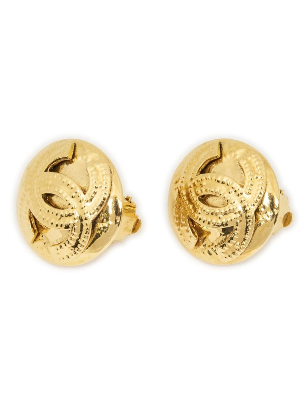 Chanel CC Diamond Clip-On Earrings Gold Plated